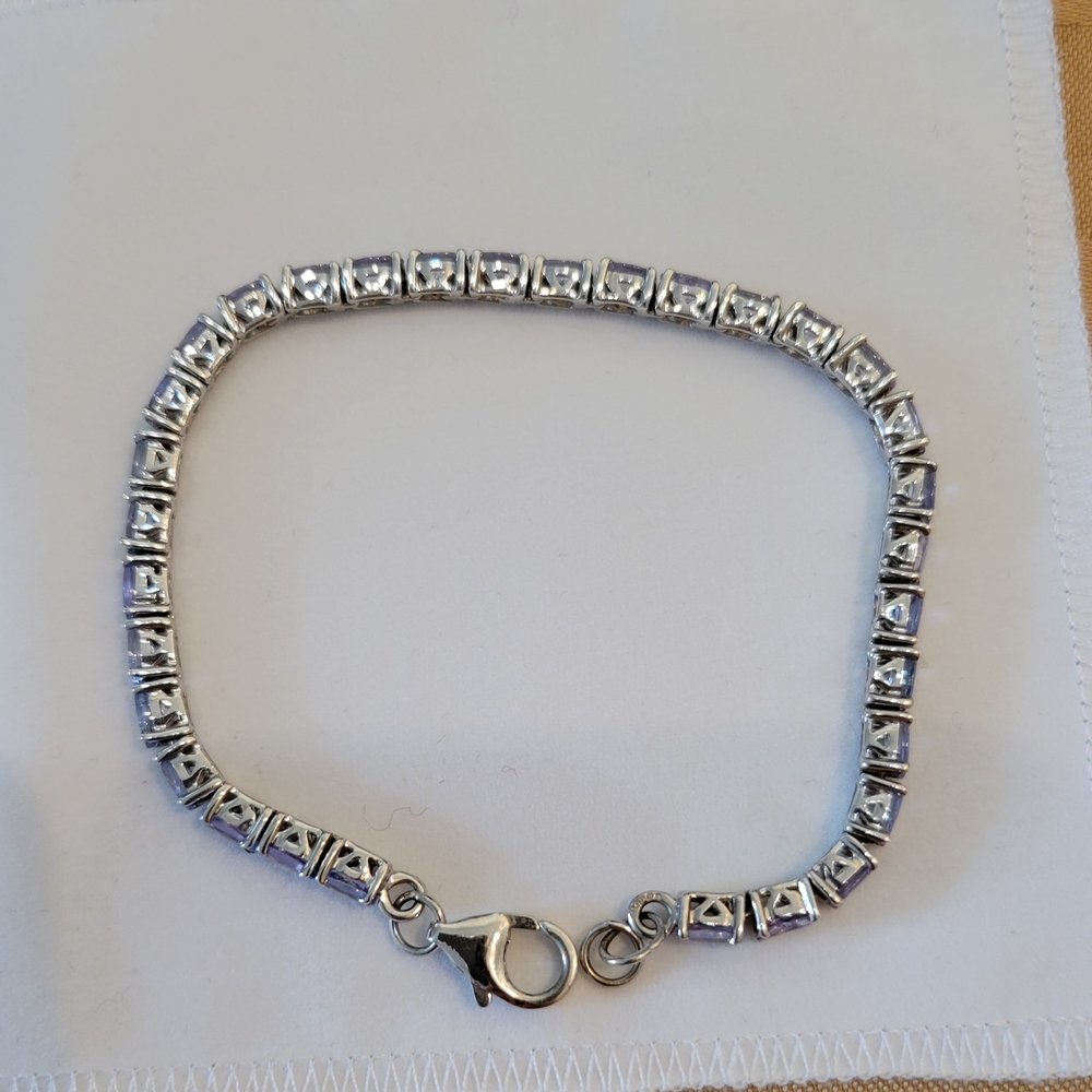 Elegant AA Tanzanite Sterling Silver Tennis Bracelet - Picture 6 of 7